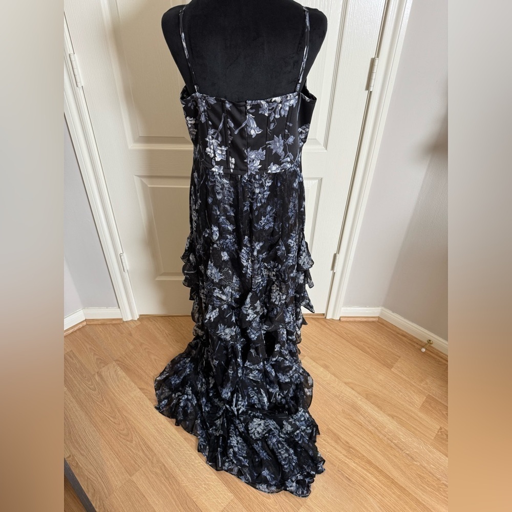 CINQ A SEPT Coastal Floral Glenda Cascading Ruffle Lurex Metallic Dress 12 NWT - Picture 16 of 16